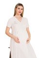 Ekru Renkli Dantel Detaylı 33400 Lohusa/Hamile Gecelik - Kolay Emzirme | Lohusa-Sepeti.com