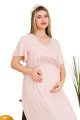 Pembe Renkli Dantel Detaylı 33401 Lohusa/Hamile Gecelik - Kolay Emzirme | Lohusa-Sepeti.com