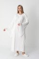 Ekru dantel detaylı viskon lohusa gecelik ve uzun sabahlık takımı Erdeniz 2303 - Lohusa-Sepeti.com