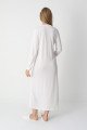 Ekru dantel detaylı viskon lohusa gecelik ve uzun sabahlık takımı Erdeniz 2303 - Lohusa-Sepeti.com