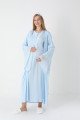 Mavi dantel detaylı viskon lohusa gecelik ve uzun sabahlık takımı Erdeniz 2303 - Lohusa-Sepeti.com