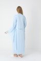 Mavi dantel detaylı viskon lohusa gecelik ve uzun sabahlık takımı Erdeniz 2303 - Lohusa-Sepeti.com