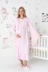 Pembe Dantel Detaylı Viskon Uzun Kol Sabahlıklı Lohusa Gecelik Takımı - Erdeniz 2303