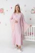 Pudra Dantel Detaylı Viskon Uzun Kol Sabahlıklı Lohusa Gecelik Takımı - Erdeniz 2303