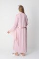 Pudra dantel detaylı viskon lohusa gecelik ve uzun sabahlık takımı Erdeniz 2303 - Lohusa-Sepeti.com
