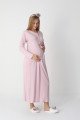 Pudra dantel detaylı viskon lohusa gecelik ve uzun sabahlık takımı Erdeniz 2303 - Lohusa-Sepeti.com