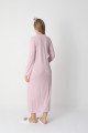 Pudra dantel detaylı viskon lohusa gecelik ve uzun sabahlık takımı Erdeniz 2303 - Lohusa-Sepeti.com