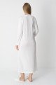Ekru Renkli, Dantel Detaylı, Uzun Kollu Lüks Erdeniz 2305 Jakarlı Sabahlıklı Lohusa -Hamile Pijama Takımı | Lohusa-Sepeti.com