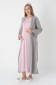 Pudra Renkli, Dantel Detaylı, Uzun Kollu Lüks Erdeniz 2305 Jakarlı Sabahlıklı Lohusa -Hamile Pijama Takımı | Lohusa-Sepeti.com