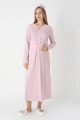 Pudra Renkli, Dantel Detaylı, Uzun Kollu Lüks Erdeniz 2305 Jakarlı Sabahlıklı Lohusa -Hamile Pijama Takımı | Lohusa-Sepeti.com