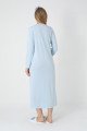 Mavi dantel detaylı viskon lohusa gecelik ve uzun sabahlık takımı Erdeniz 2312 - Lohusa-Sepeti.com