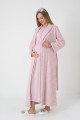 Pudra dantel detaylı viskon lohusa gecelik ve uzun sabahlık takımı Erdeniz 2312 - Lohusa-Sepeti.com