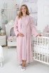 Pudra Dantel Detaylı Uzun Kol Kapitone Sabahlıklı Lohusa Gecelik Takımı - Erdeniz 2312