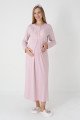 Pudra dantel detaylı viskon lohusa gecelik ve uzun sabahlık takımı Erdeniz 2312 - Lohusa-Sepeti.com
