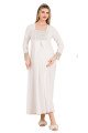 Ekru Renkli Dantel Detaylı  33501 2'li Sabahlıklı Lohusa/Hamile Gecelik Takımı - Kolay Emzirme | Lohusa-Sepeti.com