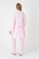 Erdeniz 3444 Pembe Renkli Dantelli 3lü Lohusa Pijama Takımı - Lohusa-Sepeti.com