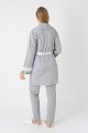 Gri Renkli Derin Patlı, Uzun Kollu Erdeniz 3451 Sabahlıklı 3lü Lohusa Hamile Pijama Takımı | Lohusa-Sepeti.com