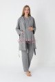 Antrasit Renkli Derin Patlı, Erdeniz 3452 Sabahlıklı 3lü Lohusa Hamile Pijama Takımı | Lohusa-Sepeti.com