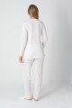 Ekru dantelli viskon lohusa pijama ve kapitone sabahlık takımı