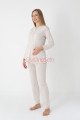 Bej Renkli Derin Patlı, Erdeniz 3452 Sabahlıklı 3lü Lohusa Hamile Pijama Takımı | Lohusa-Sepeti.com