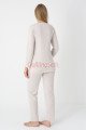 Bej Renkli Derin Patlı, Erdeniz 3452 Sabahlıklı 3lü Lohusa Hamile Pijama Takımı | Lohusa-Sepeti.com