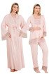 Bebe Pembe Renkli Derin Patlı, Dantel Detaylı, 33004 Sabahlıklı 3lü Lohusa Hamile Pijama Takımı Bebe Pembe Renkli Derin Patlı, Dantel Detaylı, 33004 Sabahlıklı 3lü Lohusa Hamile Pijama Takımı