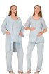Bebe Mavi Renkli Derin Patlı,  33006 Sabahlıklı 3lü Lohusa Hamile Pijama Takımı