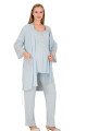 Mavi Renkli Derin Patlı,  33006 Sabahlıklı 3lü Lohusa Hamile Pijama Takımı | Lohusa-Sepeti.com