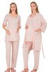 Bebe Pembe Renkli Derin Patlı,  33006 Sabahlıklı 3lü Lohusa Hamile Pijama Takımı