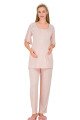Pembe Renkli Derin Patlı,  33006 Sabahlıklı 3lü Lohusa Hamile Pijama Takımı | Lohusa-Sepeti.com