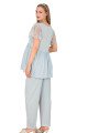 Mavi Renkli Derin Patlı,  33008 Sabahlıklı 3lü Lohusa Hamile Pijama Takımı | Lohusa-Sepeti.com