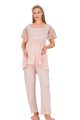 Pembe Renkli Derin Patlı,  33008 Sabahlıklı 3lü Lohusa Hamile Pijama Takımı | Lohusa-Sepeti.com