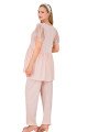 Pembe Renkli Derin Patlı,  33008 Sabahlıklı 3lü Lohusa Hamile Pijama Takımı | Lohusa-Sepeti.com
