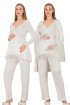 Ekru Renkli, Dantel Detaylı, Uzun Kol ve Derin Patlı, 33009 Sabahlıklı 3lü Lohusa Hamile Pijama Takımı Ekru Renkli, Dantel Detaylı, Uzun Kol ve Derin Patlı, 33009 Sabahlıklı 3lü Lohusa Hamile Pijama Takımı