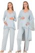Bebe Mavi Renkli, Dantel Detaylı Uzun Kol, Derin Patlı, 33009 Sabahlıklı 3lü Lohusa Hamile Pijama Takımı Bebe Mavi Renkli, Dantel Detaylı Uzun Kol, Derin Patlı, 33009 Sabahlıklı 3lü Lohusa Hamile Pijama Takımı