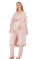 Pembe Renkli Derin Patlı,  33009 Sabahlıklı 3lü Lohusa Hamile Pijama Takımı | Lohusa-Sepeti.com