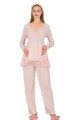 Pembe Renkli Derin Patlı,  33009 Sabahlıklı 3lü Lohusa Hamile Pijama Takımı | Lohusa-Sepeti.com