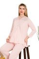 Bebe Pembe Renkli Dantel Detaylı, 33201,  2li Lohusa Hamile Pijama Takımı | Lohusa-Sepeti.com