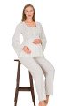 Ekru Renkli Dantel Detaylı, 33205, 2li Lohusa Hamile Pijama Takımı | Lohusa-Sepeti.com
