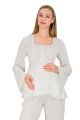 Ekru Renkli Dantel Detaylı, 33205, 2li Lohusa Hamile Pijama Takımı | Lohusa-Sepeti.com