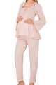 Bebe Pembe Renkli Dantel Detaylı, 33205, 2li Lohusa Hamile Pijama Takımı | Lohusa-Sepeti.com