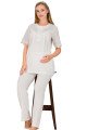Ekru Renkli Dantel Detaylı, 33206, 2li Lohusa Hamile Pijama Takımı | Lohusa-Sepeti.com