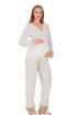 Ekru Renkli Dantel Detaylı, 33208, 2 Parça Lohusa Hamile Pijama Takımı