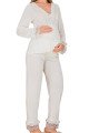 Ekru Renkli Dantel Detaylı, 33208, 2li Lohusa Hamile Pijama Takımı | Lohusa-Sepeti.com