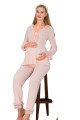 Bebe Pembe Renkli Dantel Detaylı, 33208, 2li Lohusa Hamile Pijama Takımı | Lohusa-Sepeti.com