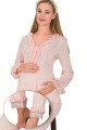Bebe Pembe Renkli Dantel Detaylı, 33208, 2li Lohusa Hamile Pijama Takımı | Lohusa-Sepeti.com