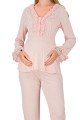 Bebe Pembe Renkli Dantel Detaylı, 33208, 2li Lohusa Hamile Pijama Takımı | Lohusa-Sepeti.com